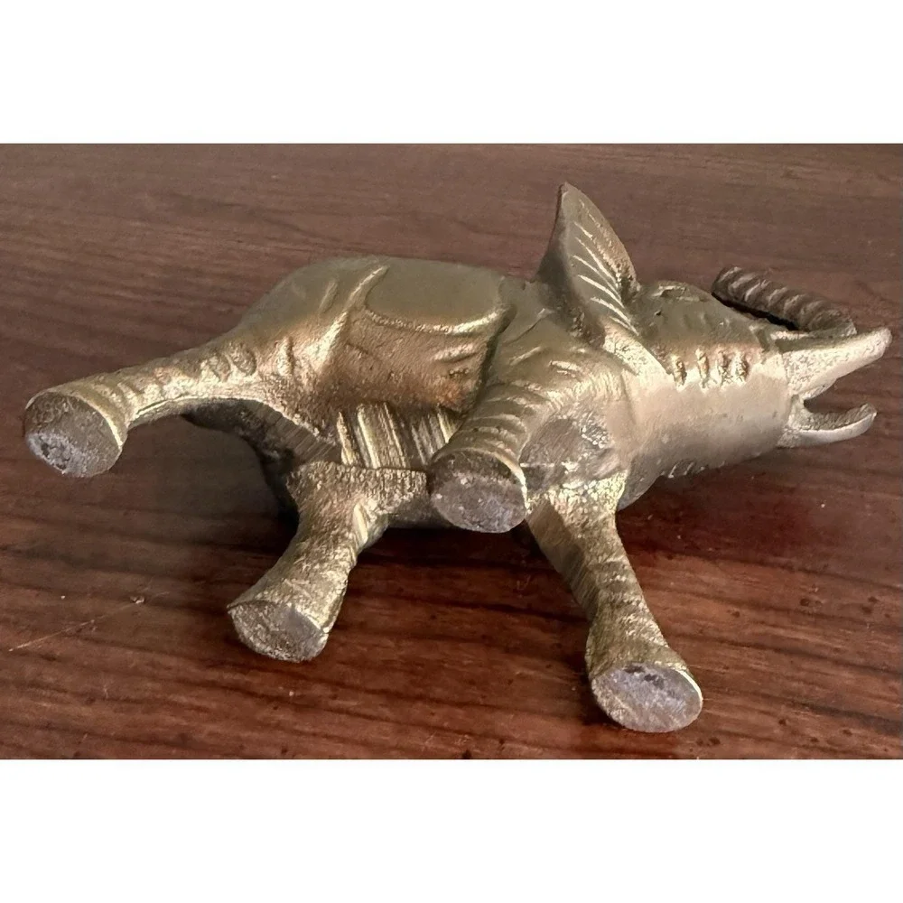 Vintage Solid Brass Leonard‎ Silver MFG Co Elephant Paperweight Figurine 5"